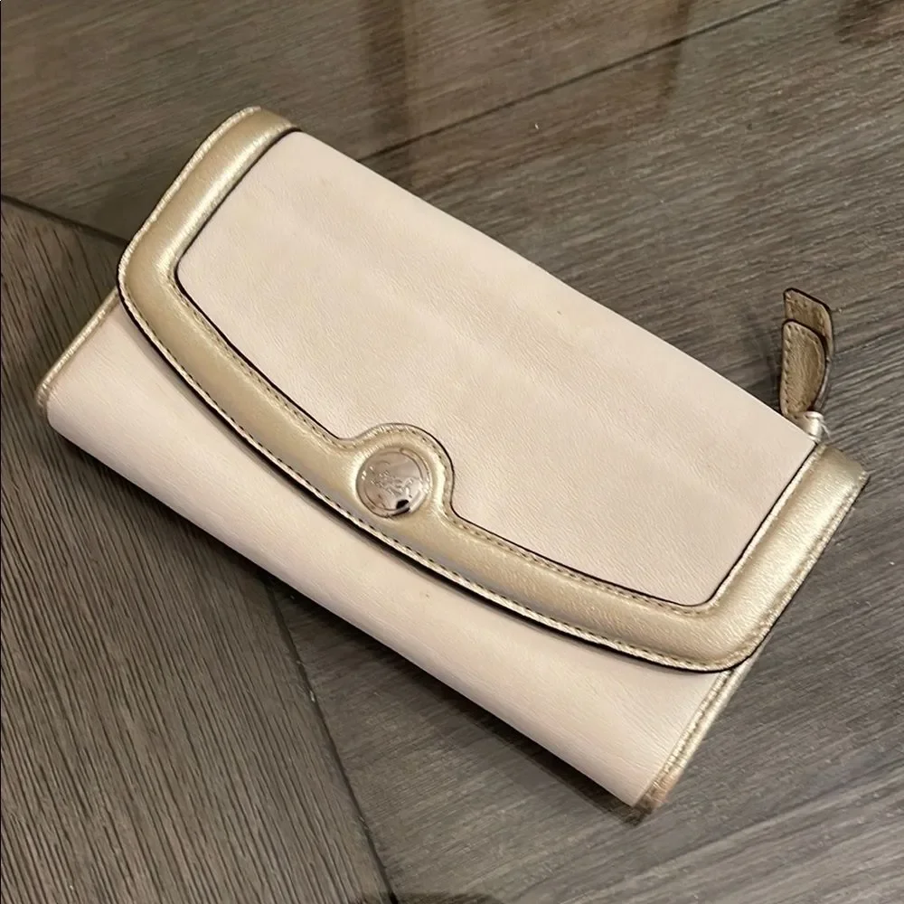 Coach Long Women's Wallet White & Gold